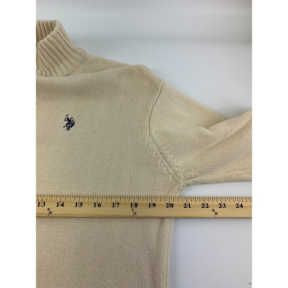 BOGO US Polo Assn Cotton Sweater Quarter Zip Pullover Cream Ivory Knit  Mens XL - Picture 12 of 13